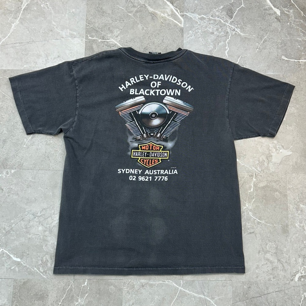 90s Vintage Harley Davidson V Twin Graphic Tee Mens Large Faded Australia Shirt